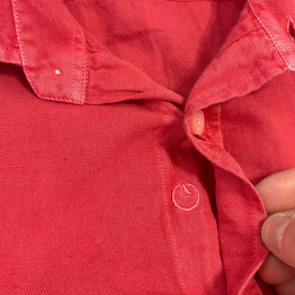 North Country Linen Shirt Womens Large Red Organic Cotton Blend Casual - Picture 8 of 11